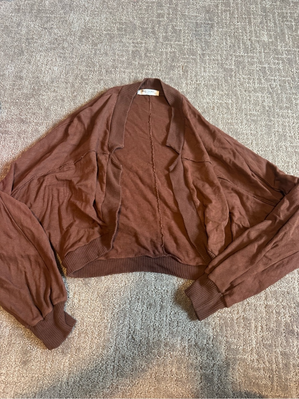 Project Social T Brown Cropped Open-Front Cardigan